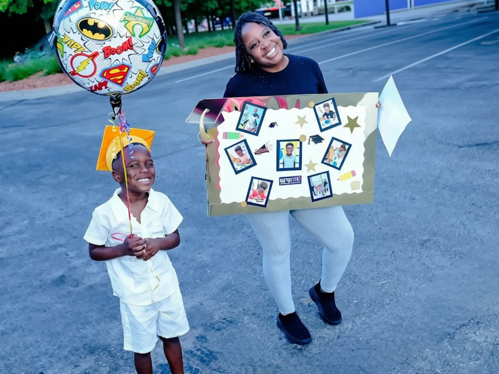 A mother and her son celebrate graduation day